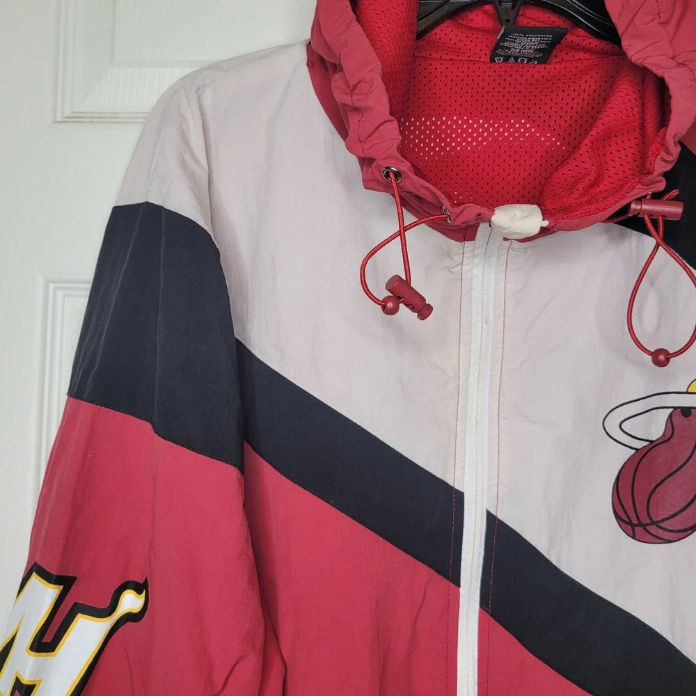 NBA Miami Heat Windbreaker Mens L Colorblock Hooded Full Zip Jacket